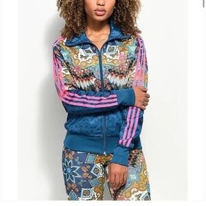 Adidas x Farm Rio Borbomix Blue Butterfly Floral Thunderbird Track Jacket